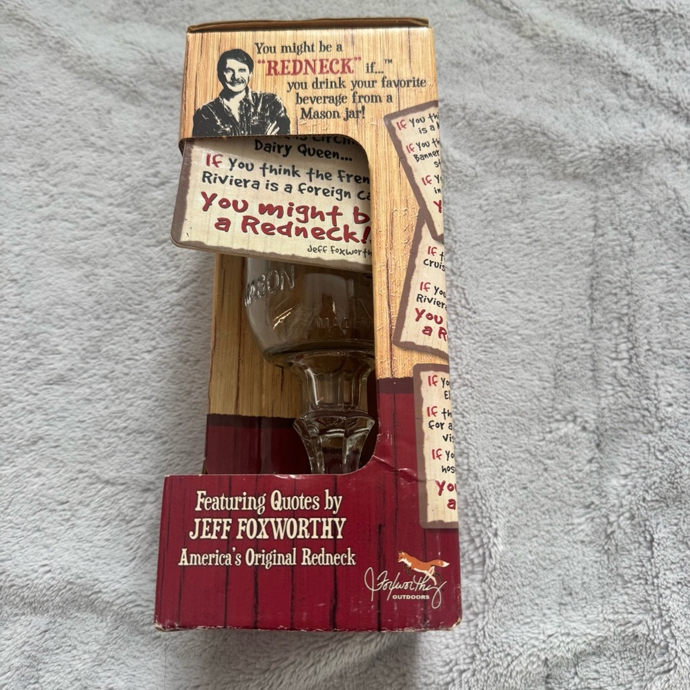 Jeff Foxworthy Redneck Mason Jar Wine Glass‎ Kountry Krystal Stemware w/ Box